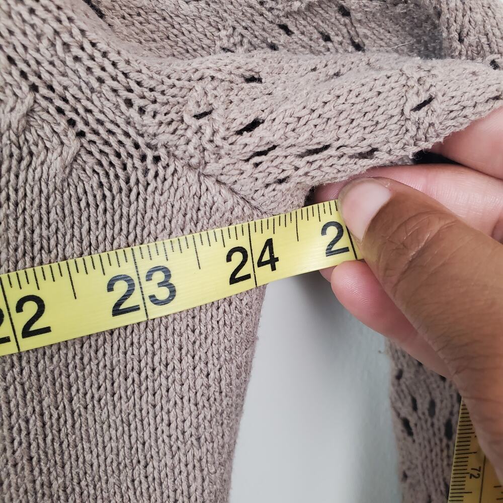 STUDIO WORKS | Open Front Loose Knit | Tan | Cardigan Sweater | Size Large - Picture 5 of 5